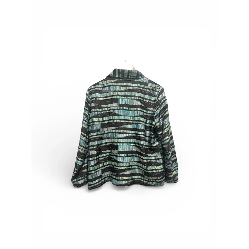 Mirasol 100% Silk Blazer Blouse With Beading Size M Office To Evening
